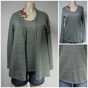 KUNA NWT BABY ALPACA S M Peru Top Open Sweater Set Sage Green Quiet Luxury